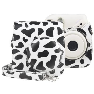 HUANGYUNCHAO YUNCHAO Camera Accessories Milk Cow Full Body PU Leather Case Camera Bag with Strap for FUJIFILM instax Mini 7+ Camera Bags
