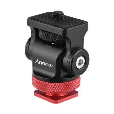 Andoer Camera Monitor Mount for Cold Shoe Mounting, 360 Rotatable Monitor Holder with 1/4 Inch Allen Key for LED Light Microphone Extension Mounting, Red