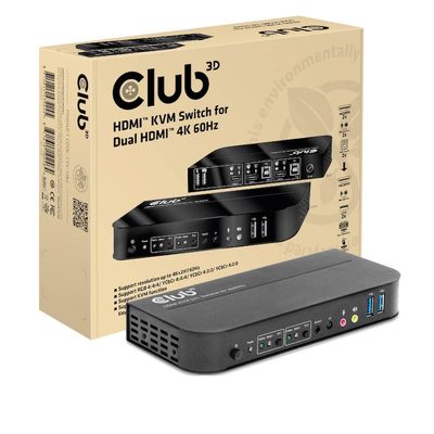Club3D CSV-1382 HDMI KVM Switch for Dual HDMI 4K60Hz