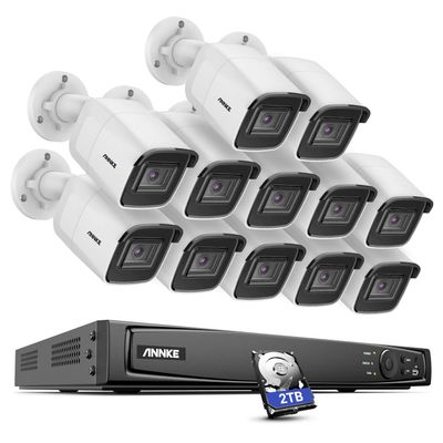 ANNKE 4K/8MP 16 Channel POE Security Camera System, Ultra HD CCTV NVR Recorder with 2TB Hard Drive and 12x IP Bullet Cameras, 100 ft Night Vision, Person Vehicle Detection, Easy Remote Access