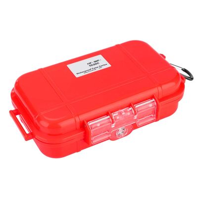 Shockproof Hard Storage Case with Rubber Pad, Airtight Outdoor Survival Container Box, Red