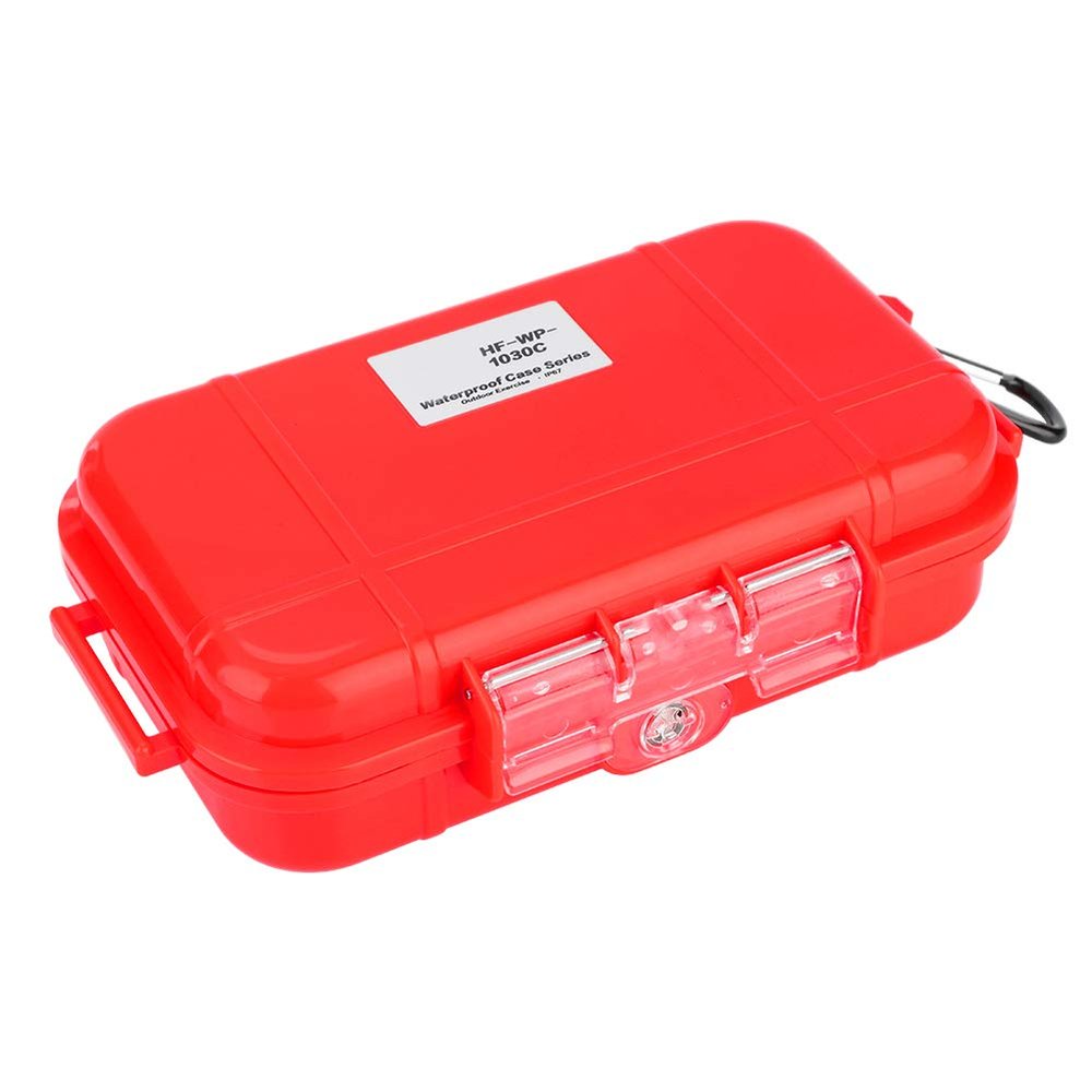 Shockproof Hard Storage Case with Rubber Pad, Airtight Outdoor Survival Container Box, Red
