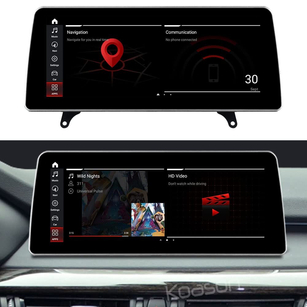 Koason 12.3inch Android Touch Screen Display Upgrade Multimedia Player Wireless CarPlay GPS Navigation for BMW X5 X6 F15 F16 2014-2016 NBT