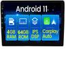 10 Inch Android 11 4GB+64GB Head Unit Car Stereo Compatible with Apple Carplay and Android Auto+4G SM Card Slot/WiFi+GPS+BT view 1