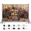 DORCEV 10x8ft Miss to Mrs Backdrop for Bridal Shower Party Decor Rustic Brown Wooden Wheel Wooden Wall Photography Background Decoration American Western Cowboy Wedding Engagement Bokeh Photo Props view 2