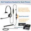 Wantek Yealink Phone Headset with Quick Disconnect Cord, RJ9 Office Telephone Headsets with Mic Noise Cancelling Compatible with Yealink VoIP Phone T21P T42S T46S T48S T27G T53W T54W Grandstream Snom view 4