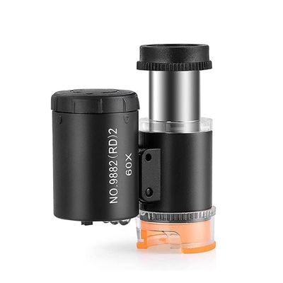 Microscope Kit 2 Pieces 60X Mini Pocket Microscope with 3 Light Portable Magnifing Glass Microscope Lens Adapters