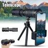 ACEYD Monocular 10-300x40 Zoom Monocular Binoculars Supports Smartphone with Light Night Vision, Black view 2