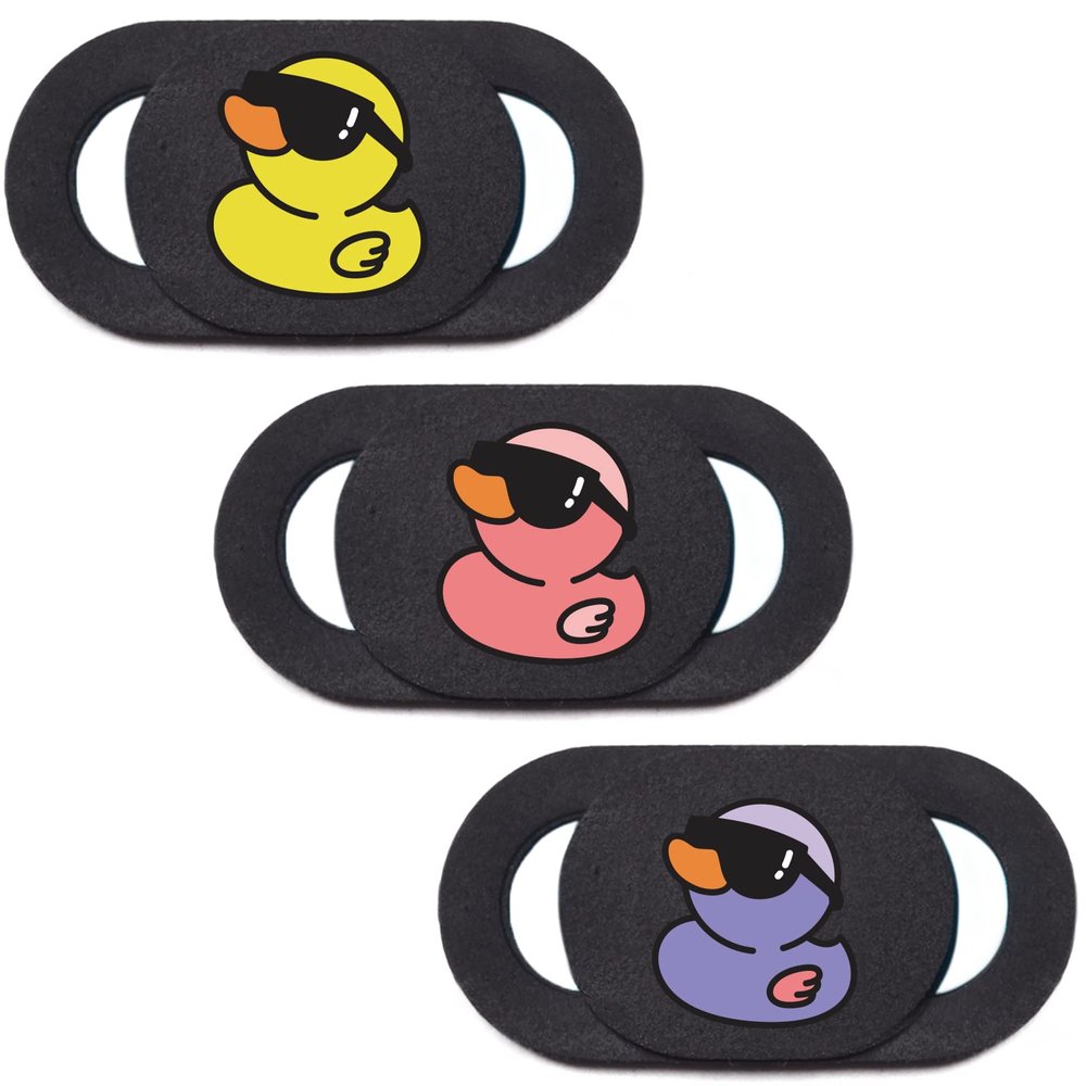Veekyvicky Laptop Camera Cover Slide Webcam Cover for Privacy Fits for Mini PC, PC, Surface, Tablet, Desktop Computer, Smart phone - 3 Packs, Cool Duck