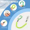 Woanger 6 Pack Fishing Lanyard Steel Wire Coiled Lanyard Tool Lanyards for Hand Tools Kayak Retractable Tool Leash Fishing Rod Safety Lanyards Gear with Alloy Clips for Pliers Boating(Green) view 3