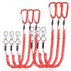 Woanger 6 Pack Fishing Lanyard Steel Wire Coiled Lanyard Tool Lanyards for Hand Tools Kayak Retractable Tool Leash Fishing Rod Safety Lanyards Gear with Alloy Clips for Pliers Boating(Red) view 1