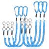 Woanger 6 Pack Fishing Lanyard Steel Wire Coiled Lanyard Tool Lanyards for Hand Tools Kayak Retractable Tool Leash Fishing Rod Safety Lanyards Gear with Alloy Clips for Pliers Boating(Blue) view 1