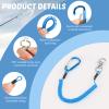 Woanger 6 Pack Fishing Lanyard Steel Wire Coiled Lanyard Tool Lanyards for Hand Tools Kayak Retractable Tool Leash Fishing Rod Safety Lanyards Gear with Alloy Clips for Pliers Boating(Blue) view 3