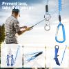Woanger 6 Pack Fishing Lanyard Steel Wire Coiled Lanyard Tool Lanyards for Hand Tools Kayak Retractable Tool Leash Fishing Rod Safety Lanyards Gear with Alloy Clips for Pliers Boating(Blue) view 4
