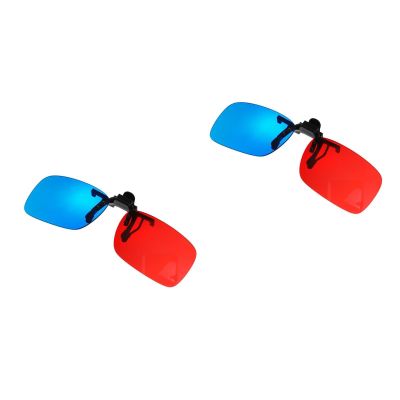 2pcs Clip-on Red Blue 3D Glasses, Special Stereo Clip for 3D Cinema Films DVD Gaming and Tv Viewing