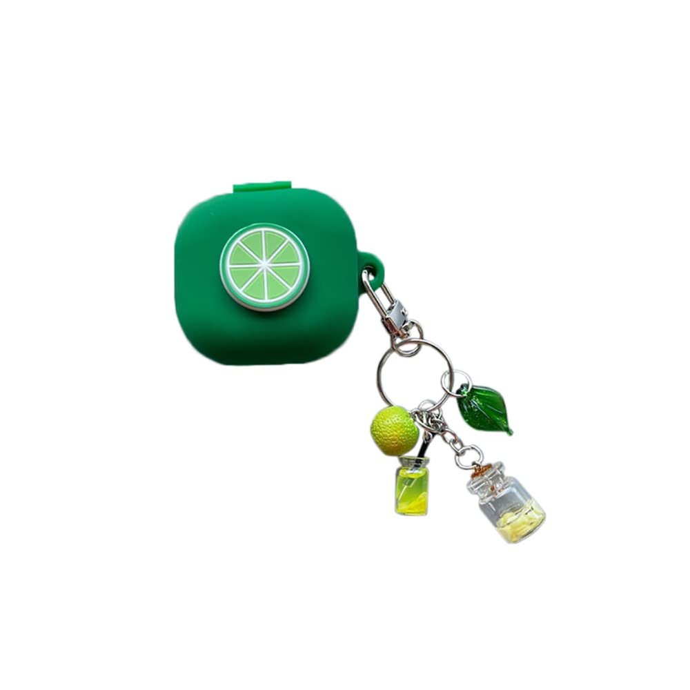 3D Fruit Headphones Case Compatible with Samsung Galaxy Buds Live(2020) Silicone Case with Lovely Accesories Kids Teens Girls Women Funny Kawaii Cover for Galaxy Buds Pro(2021) (Green Lemon)