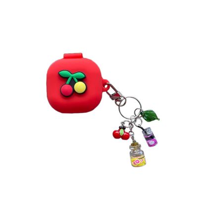 3D Fruit Headphones Case Compatible with Samsung Galaxy Buds Live(2020) Silicone Case with Lovely Accesories Kids Teens Girls Women Funny Kawaii Cover for Galaxy Buds Pro(2021) (Red Cherries)