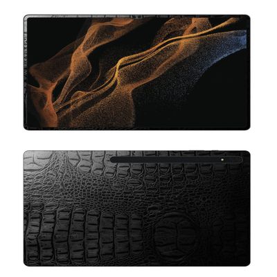 Decalrus - Protective Decal for The Samsung Galaxy Tab S8 Ultra (14.6" Screen) Tablet Crocodile Skin Pattern Texture Skin Skins Decal for case Cover wrap CROsamsungGalaxyTabS8ultraBlack