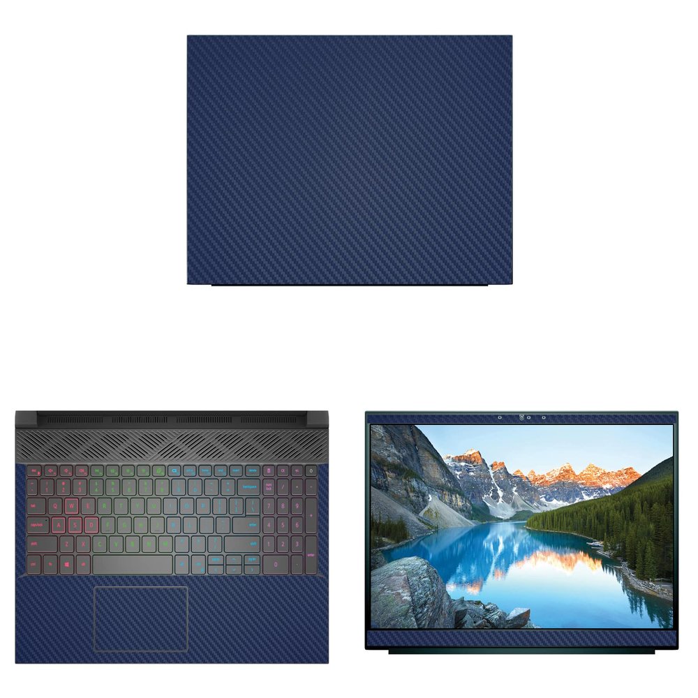 Decalrus - Protective Decal for The Dell G15 Gaming Laptop (15.6" Screen) Laptop Blue Carbon Fiber Vinyl Cover wrap CFdellGaming_G15Blue