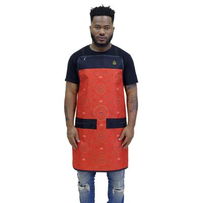 King Midas Bandana Barber Apron, Adjustable, Water And Hair Proof, Barber Apron For Men (Red)