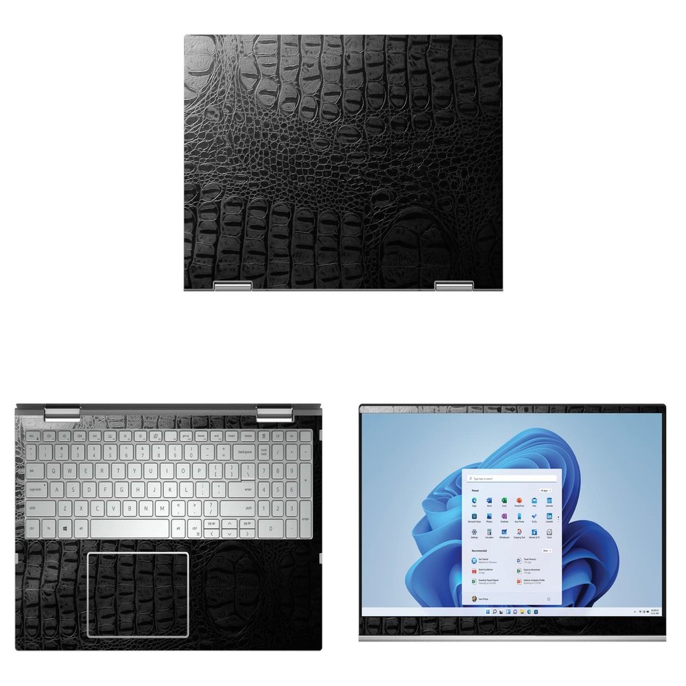 Decalrus - Protective Decal for The Dell Inspiron 7000 i7506 2-in-1 (15.6" Screen) Laptop Crocodile Decal Pattern Texture Vinyl Cover wrap CROdellInspiron15_I7506Black