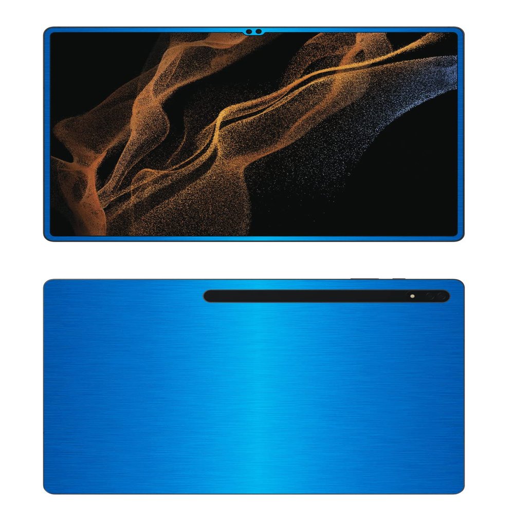 Decalrus - Protective Decal for The Samsung Galaxy Tab S8 Ultra (14.6" Screen) Tablet LITE Blue Texture Brushed Aluminum Skin Skins Decal for case Cover wrap BAsamsungGalaxyTabS8ultraLiteBlue