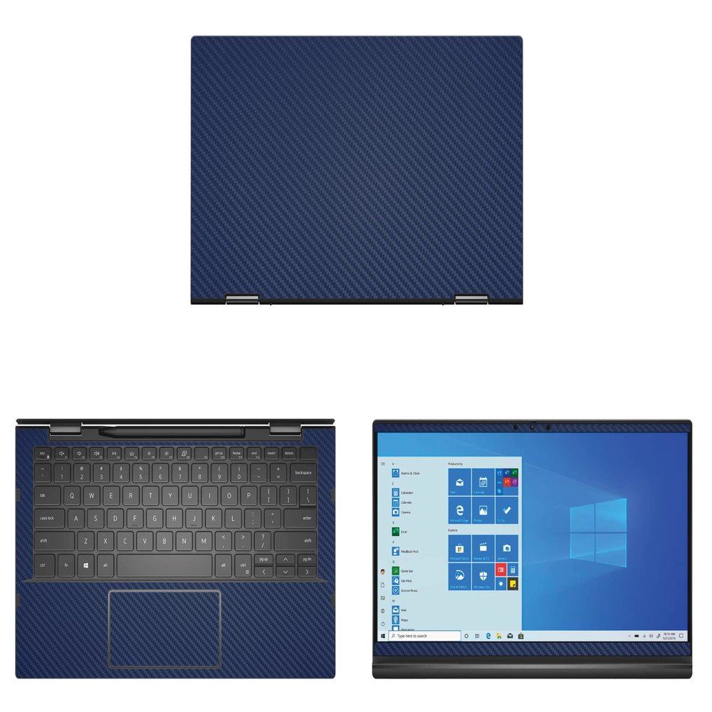 Decalrus - Protective Decal for The Dell Inspiron 7000 i7306 2-in-1 with Active Pen (13.3" Screen) Laptop Blue Carbon Fiber wrap CFdellInspiron13_I7306penBlue