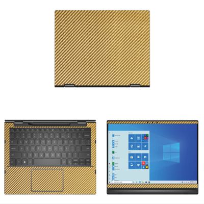 Decalrus - Protective Decal for The Dell Inspiron 7000 i7306 2-in-1 with Active Pen (13.3" Screen) Laptop Gold Carbon Fiber wrap CFdellInspiron13_I7306penGold