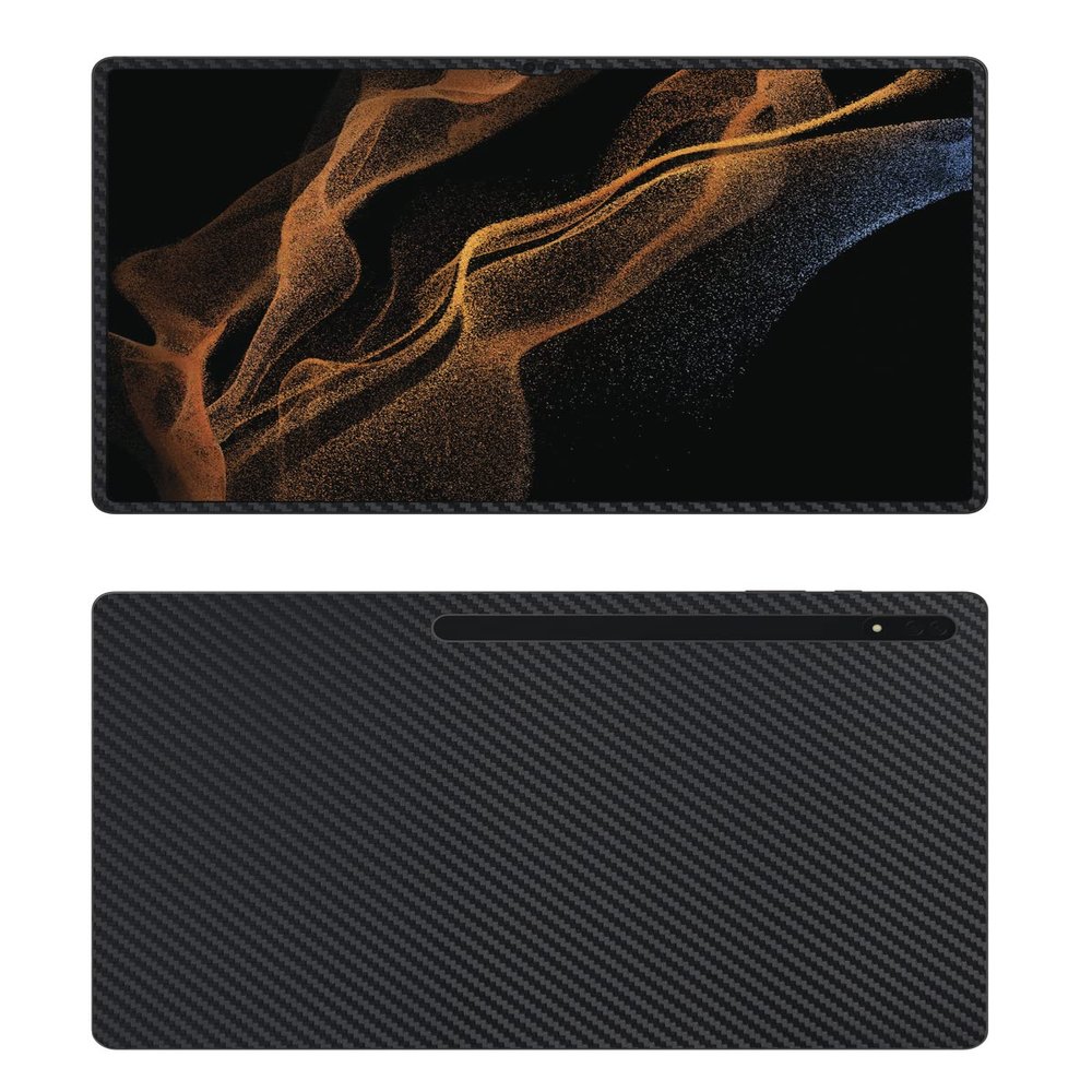 Decalrus - Protective Decal for The Samsung Galaxy Tab S8+ (12.4" Screen) Tablet Black Carbon Fiber Skin Skins Decal for case Cover wrap CFsamsungGalaxyTabS8plusBlack