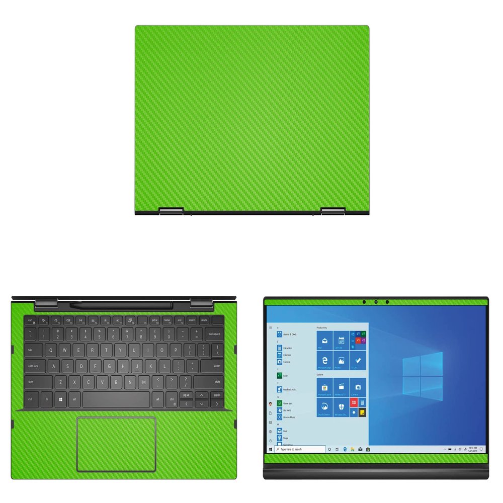 Decalrus - Protective Decal for The Dell Inspiron 7000 i7306 2-in-1 with Active Pen (13.3" Screen) Laptop Green Carbon Fiber wrap CFdellInspiron13_I7306penGreen