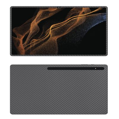 Decalrus - Protective Decal for The Samsung Galaxy Tab S8+ (12.4" Screen) Tablet Grey Carbon Fiber Skin Skins Decal for case Cover wrap CFsamsungGalaxyTabS8plusGrey