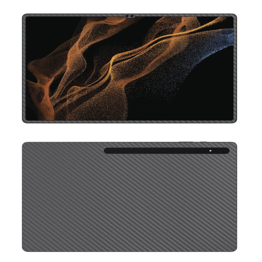 Decalrus - Protective Decal for The Samsung Galaxy Tab S8+ (12.4" Screen) Tablet Grey Carbon Fiber Skin Skins Decal for case Cover wrap CFsamsungGalaxyTabS8plusGrey