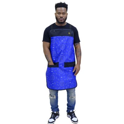King Midas Bandana Barber Apron Unisex Hair Stylist Apron Adjustable, Hair & Water Proof (Blue)