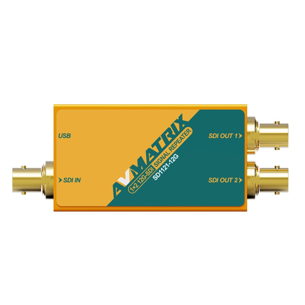 AVMATRIX SD1121-12G 1x2 12G-SDI Signal Repeater - Auto Detects SD/HD/3G/6G and 12G-SDI