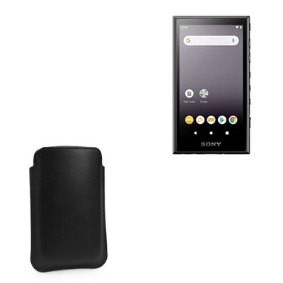 BoxWave Case Compatible with Sony Walkman NW-A105 - Genuine Leather Pouch, Slim Real Leather Luxury Lightweight Pocket - Nero Black