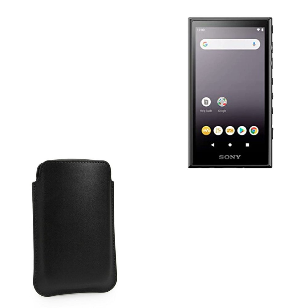 BoxWave Case Compatible with Sony Walkman NW-A105 - Genuine Leather Pouch, Slim Real Leather Luxury Lightweight Pocket - Nero Black