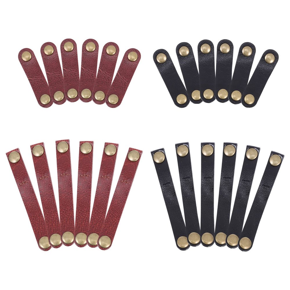 24pcs Leather Winder Headphone Wire Holders Data Line Organizers Earphone Winders Cow Leather Cable Straps Clips Cow Leather Cable Clips Cable Tie Keepers Cord Holders