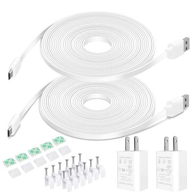 DIANMU 20FT Power Cord with Adapter for Wyze Cam v3/v4/OG/v3 Pro, Blink, Simplisafe,Arlo Essential,Kasa,Weatherproof Power Extension Cable Charger for Security Cam 2Pack(not for WyzePan v3,not Type C)