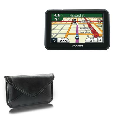 BoxWave Case Compatible with Garmin Nuvi 40 - Elite Leather Messenger Pouch, Synthetic Leather Cover Case Envelope Design - Jet Black