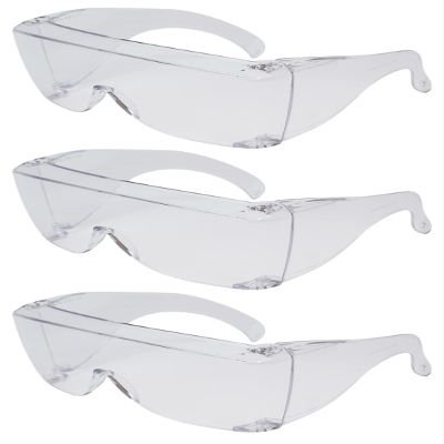 Calabria 3000 Fit Over Safety Glasses Fitover Prescription Eyewear Clear 3 Pack Men Women Wrap Around Anti Fog Scratch Glare