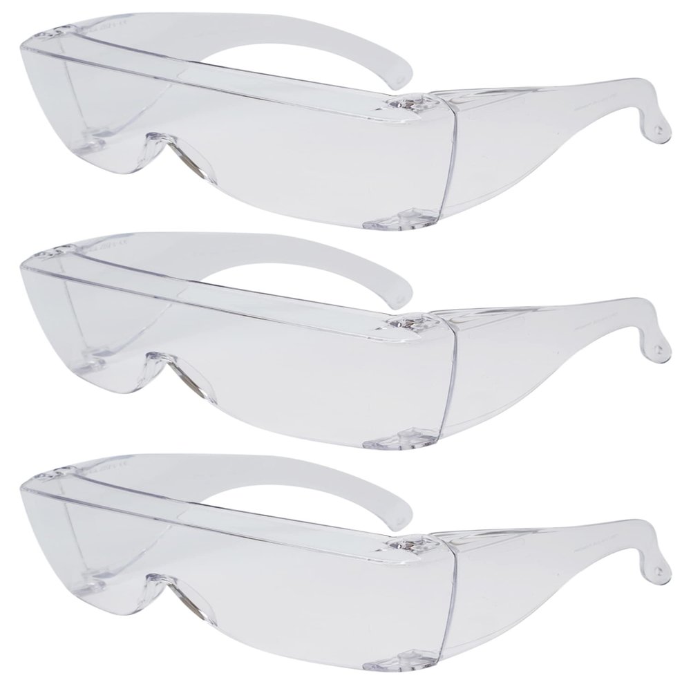 Calabria 3000 Fit Over Safety Glasses Fitover Prescription Eyewear Clear 3 Pack Men Women Wrap Around Anti Fog Scratch Glare