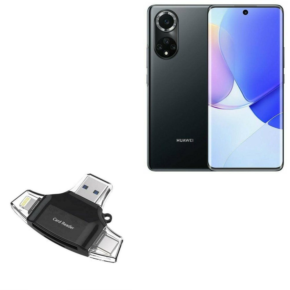 BoxWave Smart Gadget Compatible with Huawei nova 9 (6.57 in) - AllReader SD Card Reader, microSD Card Reader SD Compact USB - Jet Black