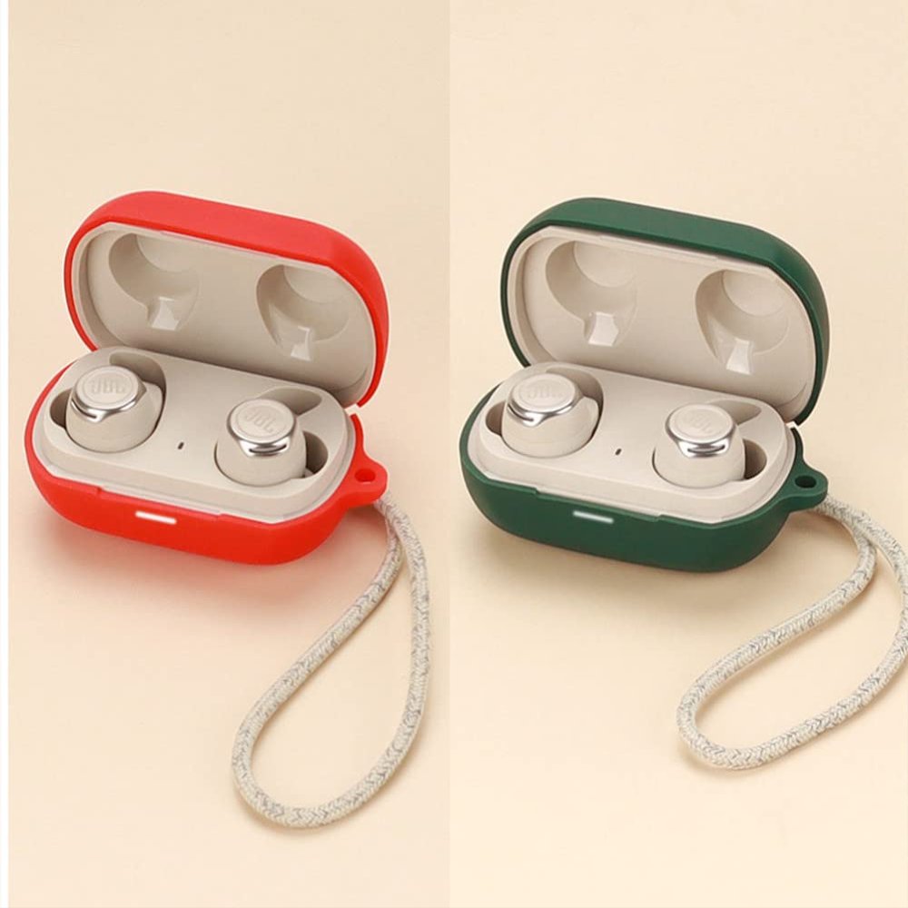 2 Pack DAYJOY Soft Silicone Protective Case Cover Compatible with JBL Reflect Flow PRO Earbuds, Protective Skin Sleeve with Key Chain (red+Green)