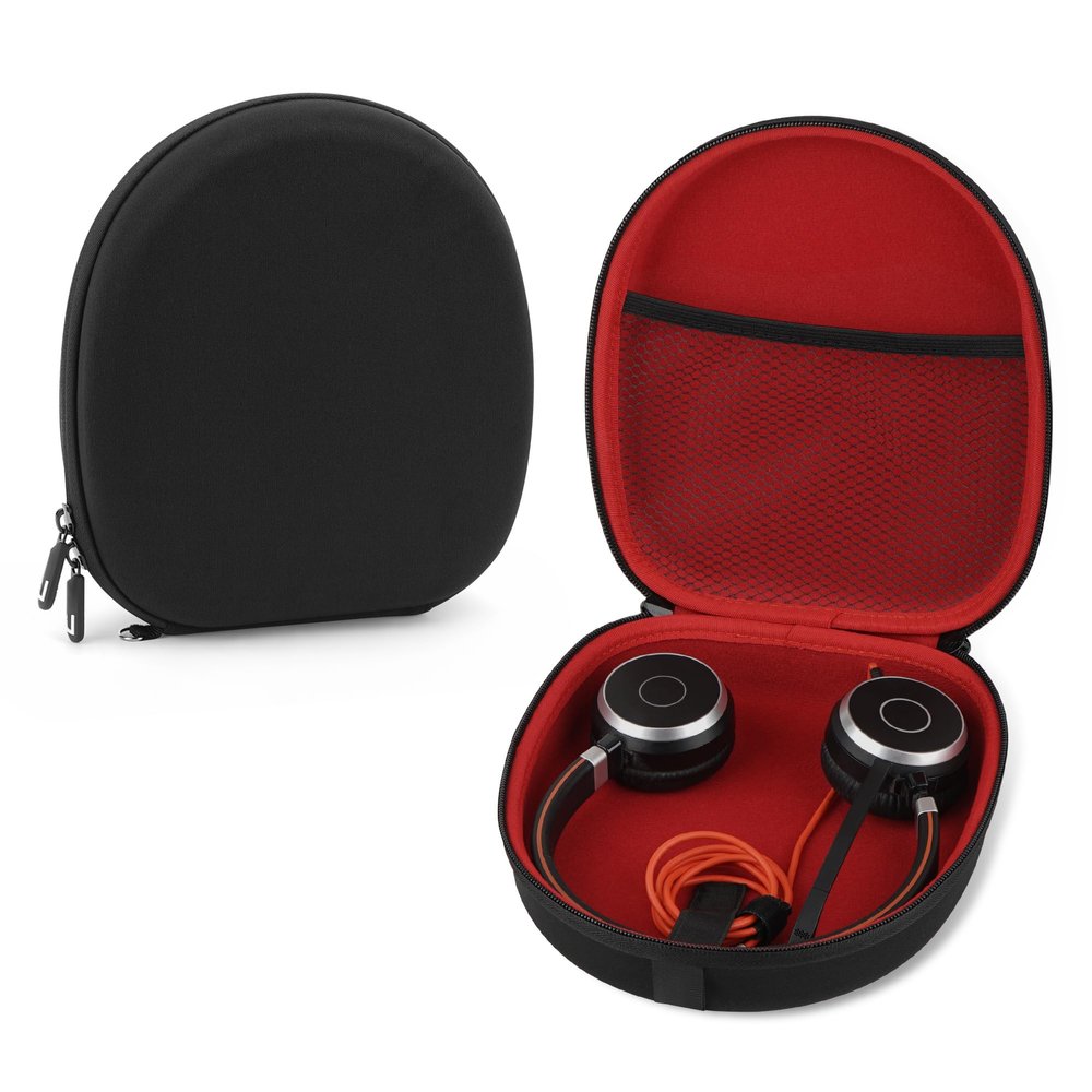 Linkidea Headphones Carrying Case Compatible with Jabra Evolve 65, Plantronics, Mpow, Protective Hard Shell Travel Bag with Cable, Charger Storage (Black)