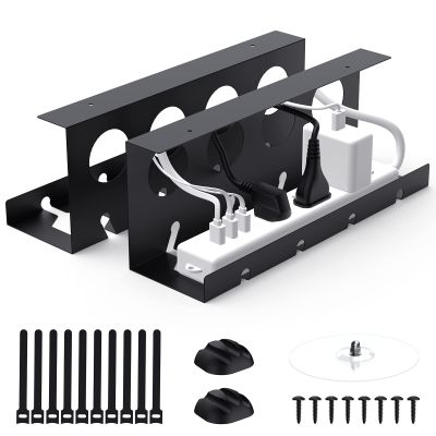 Cable Management Under Desk 2 Pack Under Desk Cable Management Tay Super Sturdy Metal Cable Raceway Tray for Cords/Power Strip (12.6 in)