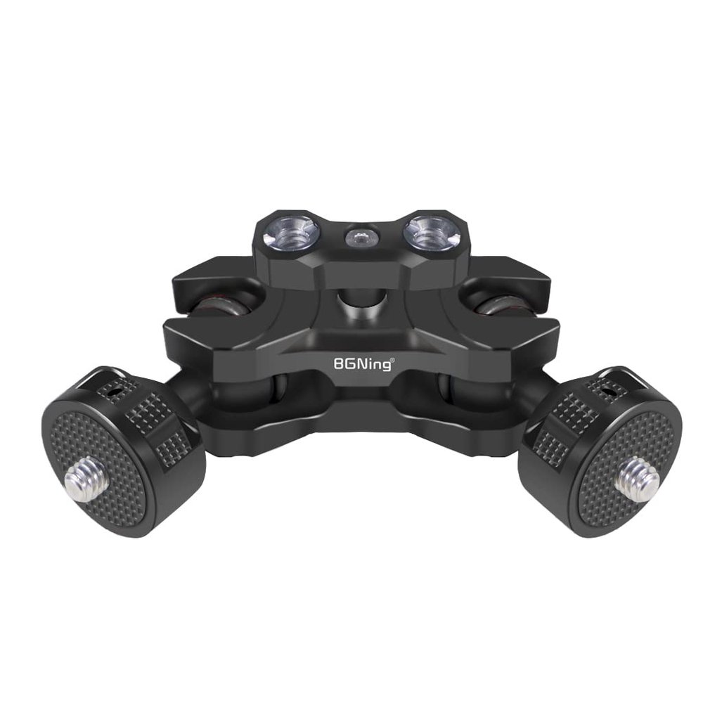 BGNing Multi-Function Dual Ball Head Magic Arm Mount Adapter with 1/4'' Screw for DSLR Cameras Fill Light Monitor (1/1 to 1/4 Black)