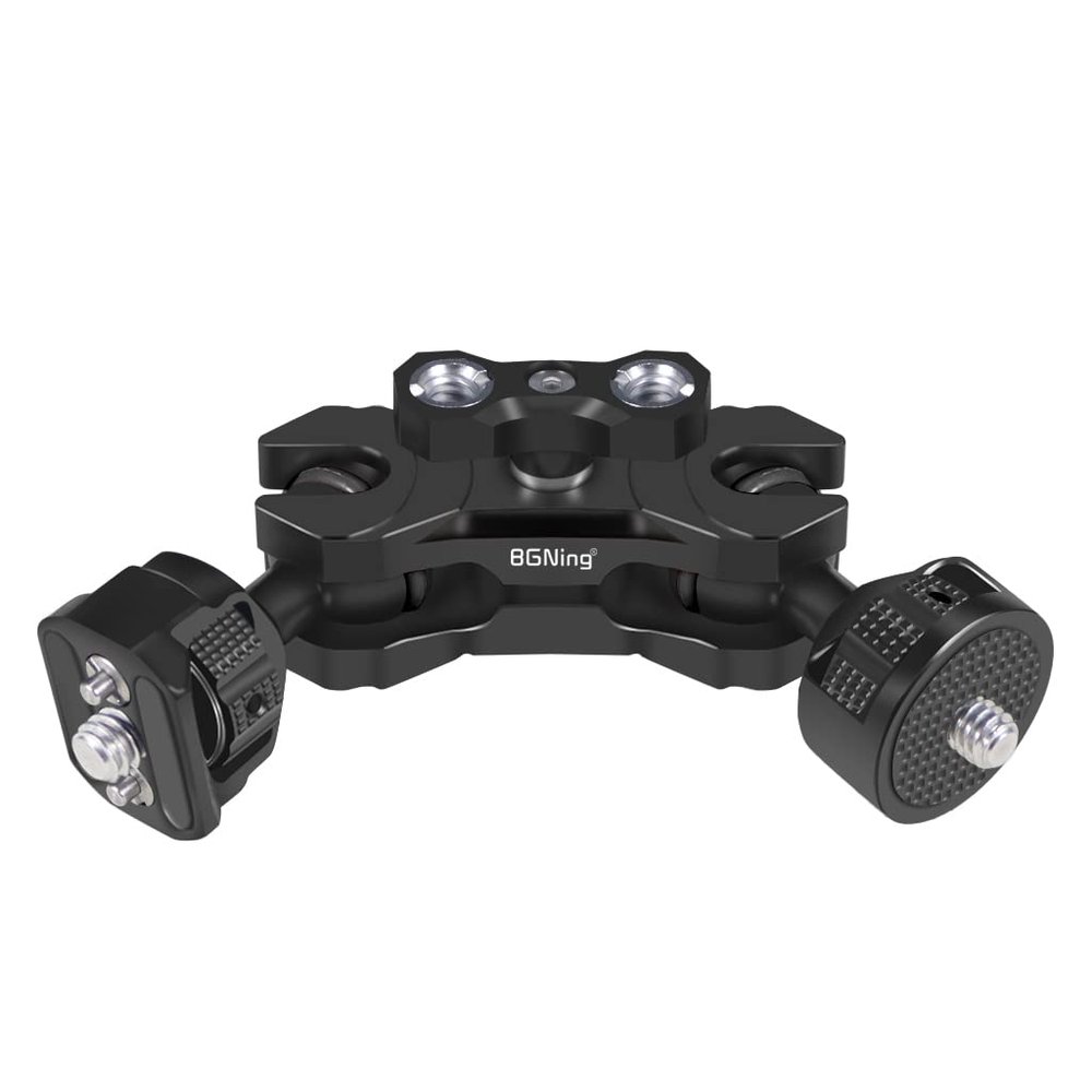BGNing Multi-Function Dual Ball Head Magic Arm Mount Adapter with 1/4'' Screw for DSLR Cameras Fill Light Monitor (3/8 to 1/4 Black)