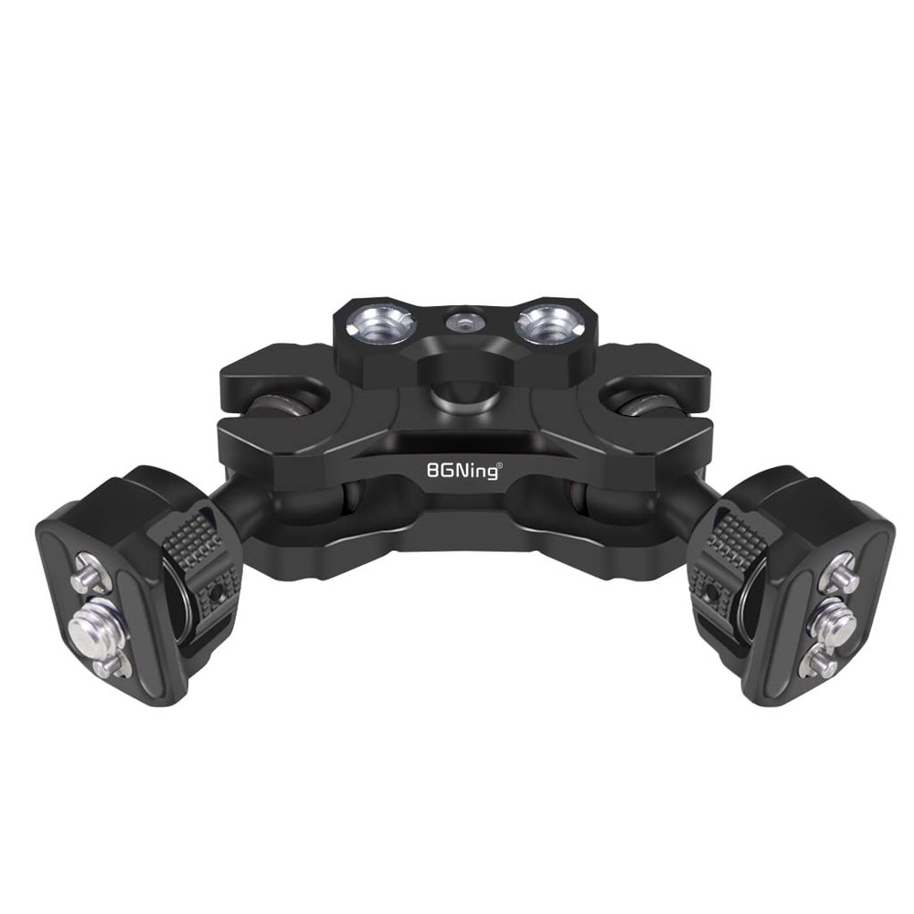 BGNing Multi-Function Dual Ball Head Magic Arm Mount Adapter with 1/4'' Screw for DSLR Cameras Fill Light Monitor (1/4 to 3/8 Black)