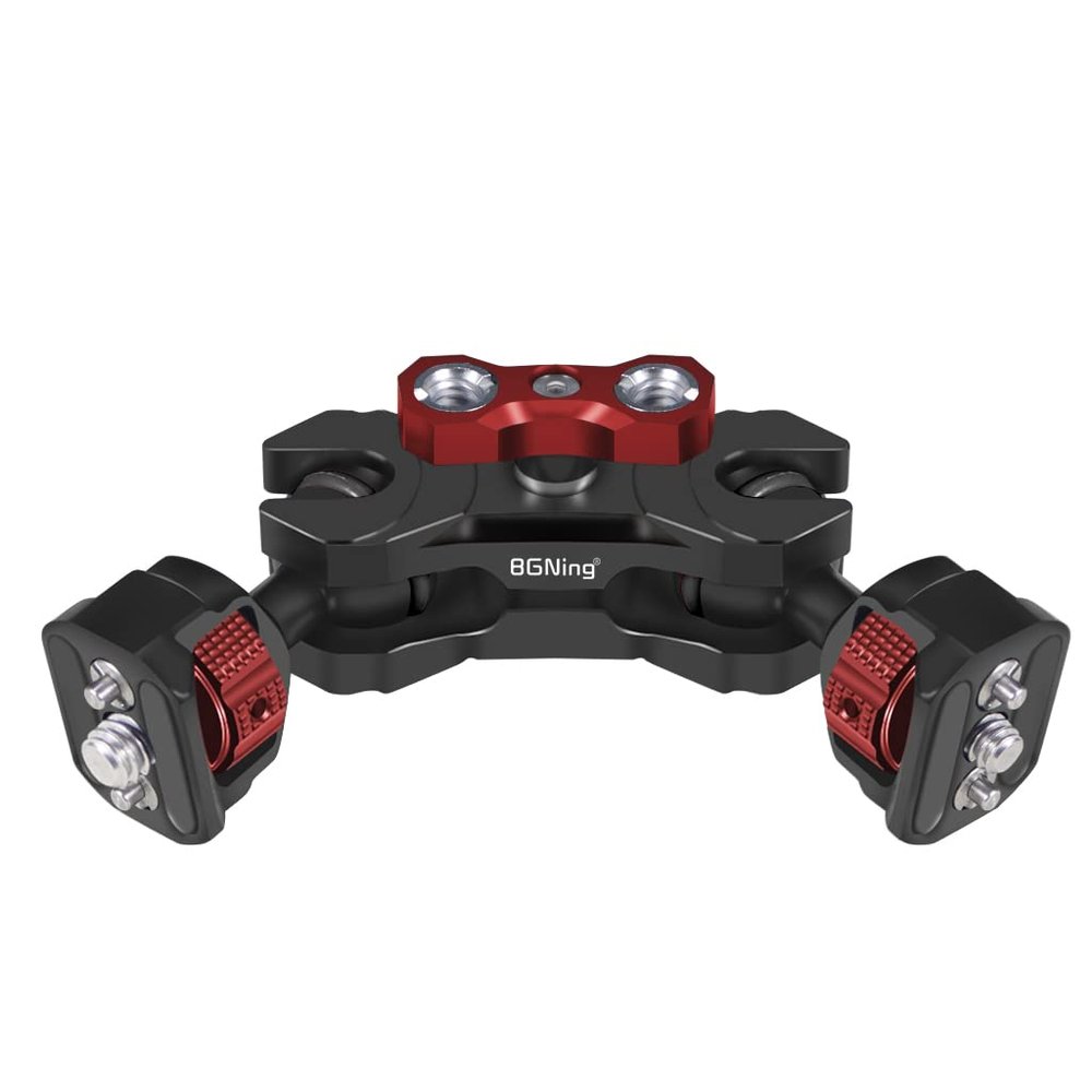 BGNing Multi-Function Dual Ball Head Magic Arm Mount Adapter with 1/4'' Screw for DSLR Cameras Fill Light Monitor (1/4 to 3/8 Black Red)
