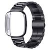 ZPJPPLX for Fitbit Versa 3 and Fitbit Sense Metal Quick Release Straps,Stainless Steel Band with Soft TPU Full Cover Protective Cases for Women Men,Black view 2